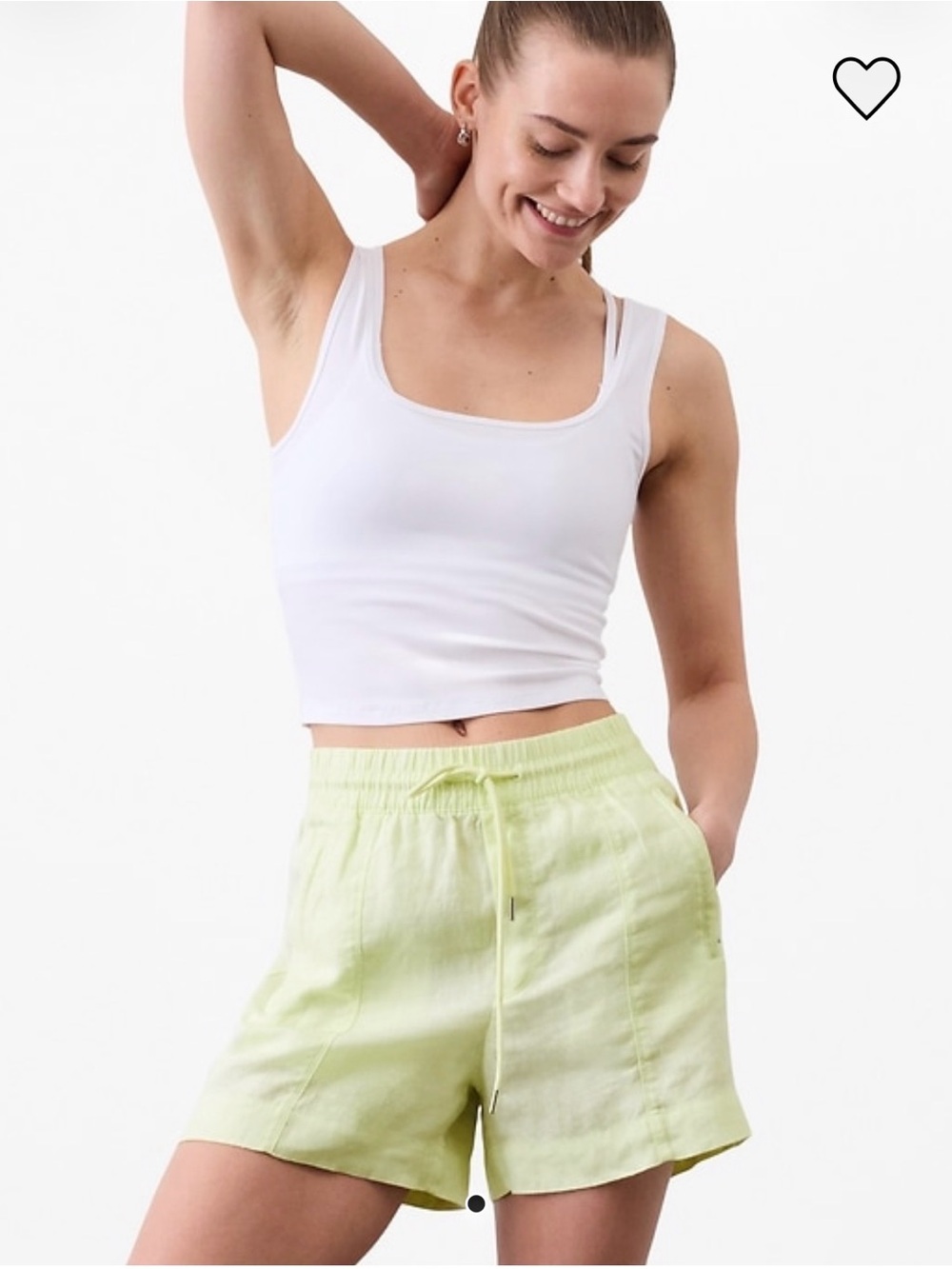 NWT Athleta retreat Casual Lime Green Drawstring Linen Shorts Sz XXS